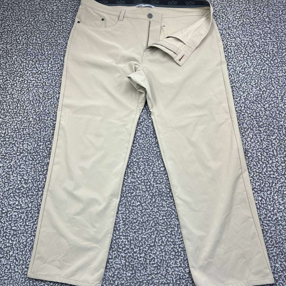 QOR Mens Performance Chino Pants 40x34 Tan Beige Stretch Outdoor Travel